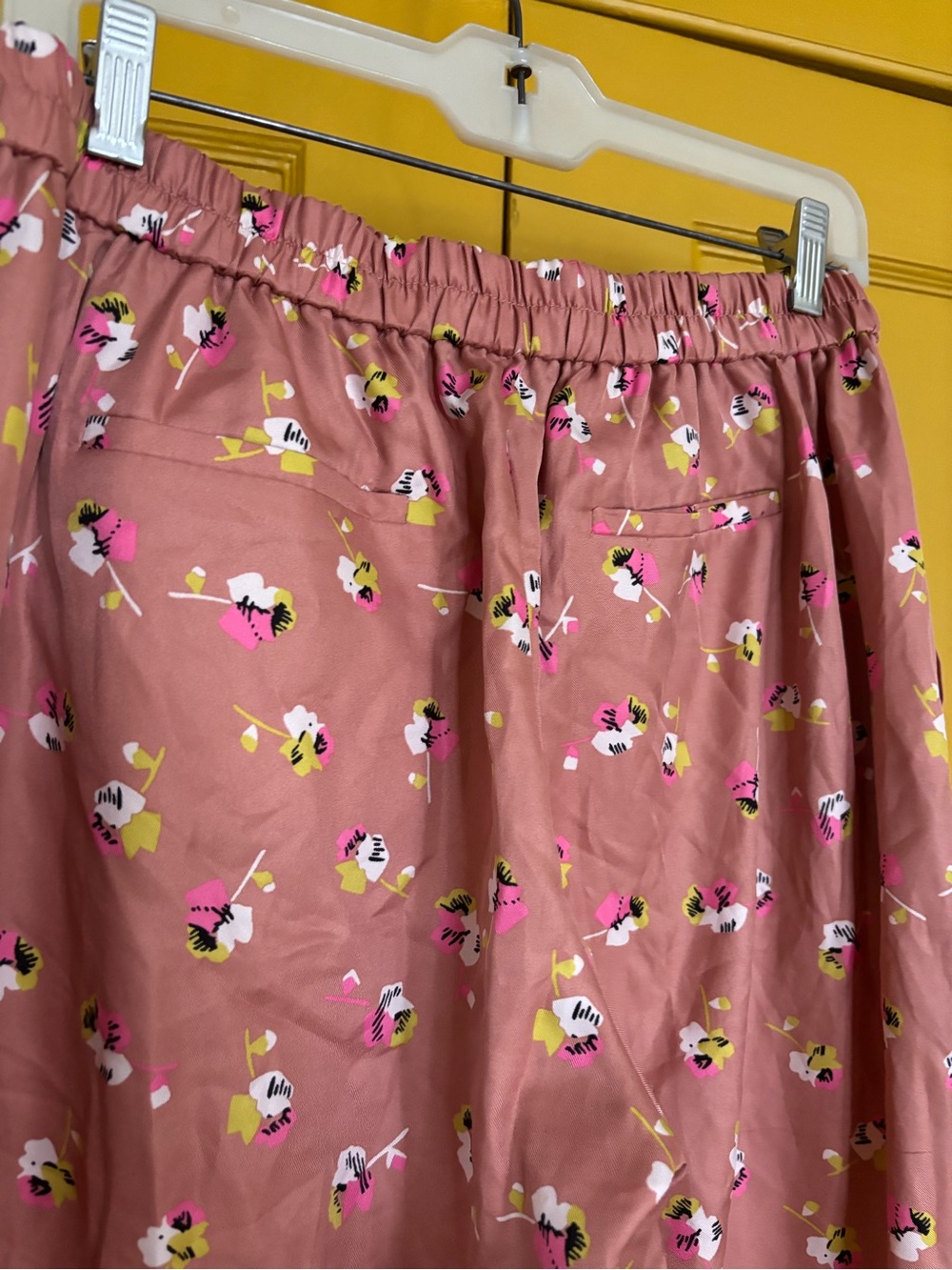 J. Crew Pink Floral Elastic-Waist Pants